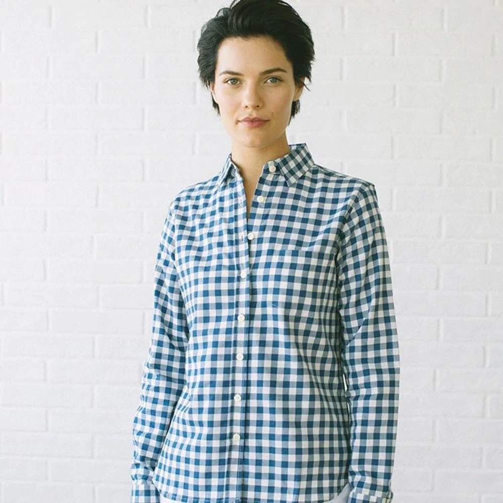 Tradlands womens marine gingham shirt size large